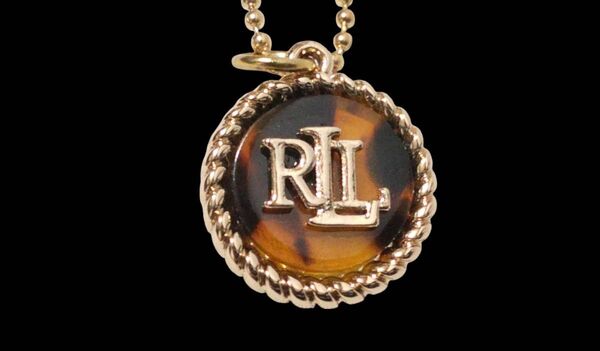 ラルフローレン ネックレス RLL ペンダント べっ甲柄 鼈甲柄 ゴールド色 金色 プレート アクセサリー 小物 ローレン