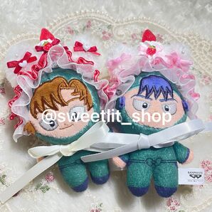ほわぬい おまんじゅう ヘッドドレス *ショートケーキ×チェックピンクレッド×ねこみみ*