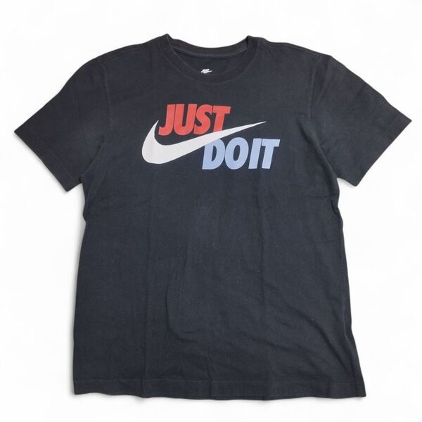 00s 00年代 NIKE ナイキ シンプル ロゴ JUST DO IT スウッシュ スウォッシュ Tシャツ 黒 M ブラック