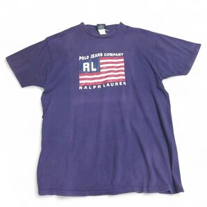 90s 90年代 00s 00年代 初期 国内正規品 ポロジーンズ POLO JEANS 星条旗 Tシャツ M 紫 パープル