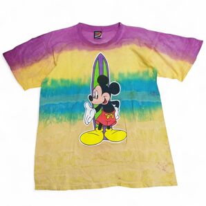 90s 90年代 00s 00年代 初期 ミッキーアンリミテッド タイダイ ミッキー マウス シングルステッチ Tシャツ M