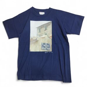 【フランス製】00s 00年代 初期 2000年 agnes b アニエスベー フォトプリント Tシャツ M 紺 ネイビー