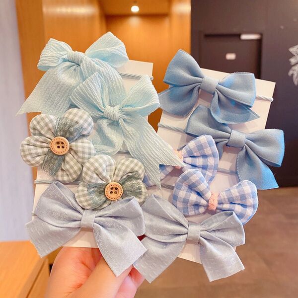 【10個セット】可愛い ヘアゴム お花 リボン 青 水色