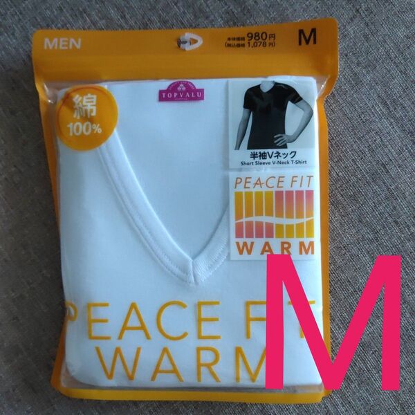 トップバリュ PEACE FIT WARM 半袖VネックTシャツ Mサイズ ホワイト インナー③