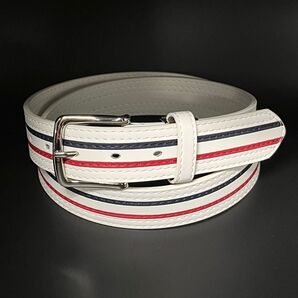 新品 Wラインベルト 白 メンズ ベルト ゴルフ カジュアル