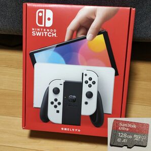NintendoSwitch 有機ELモデル ホワイト ニンテンドースイッチ本体 MicroSDXCカード128GB付属