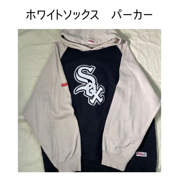 【ホワイトソックス】MLB スウェットパーカー 刺繍ロゴ 古着