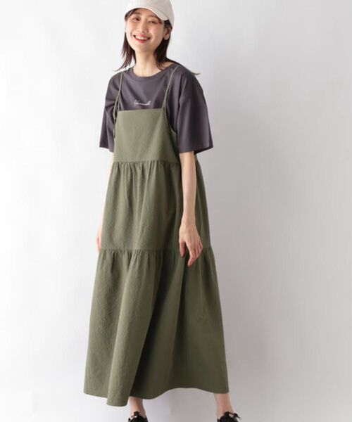 GLOBAL WORK お手入れらくらく2WAYキャミワンピース カーキ
