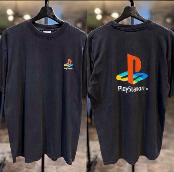 【90s VINTAGE】PlayStation プレイステーション両面プリントTシャツ黒ユーロsizeXL 初代プレステSONY