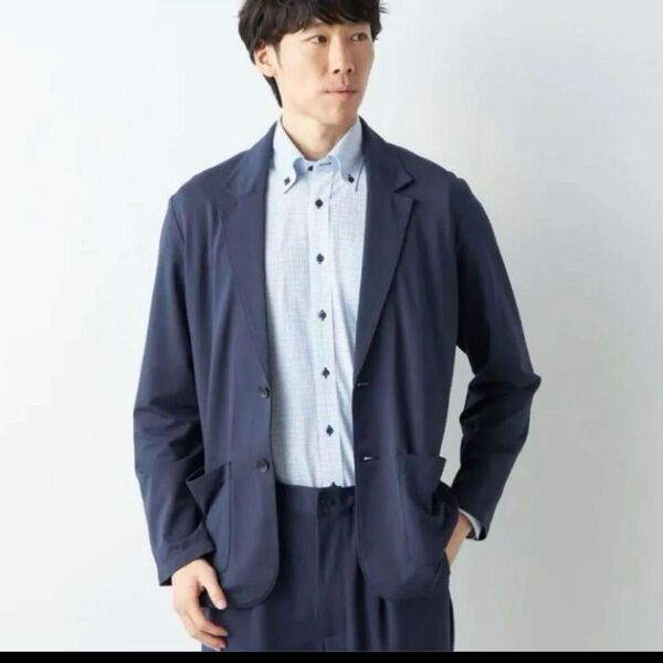 アオキ aoki パジャマスーツ ジャケット Mサイズ ネイビー 新品 ストレッチ 洗える