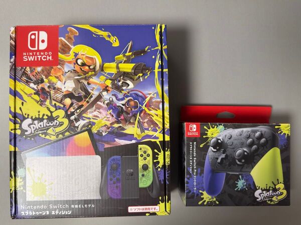 【美品】【Proコン・microSD・ガラスフィルム付き】ニンテンドースイッチ (有機ELモデル) スプラトゥーン3エディション