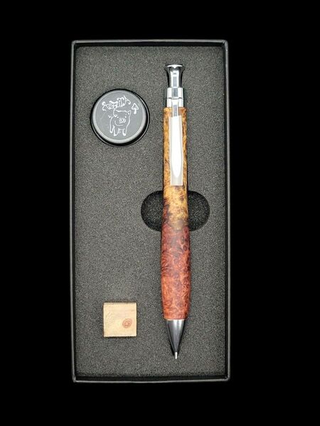 新品 こぶた工房 極上花梨瘤紅白 シャープペンシル0.5ミリ