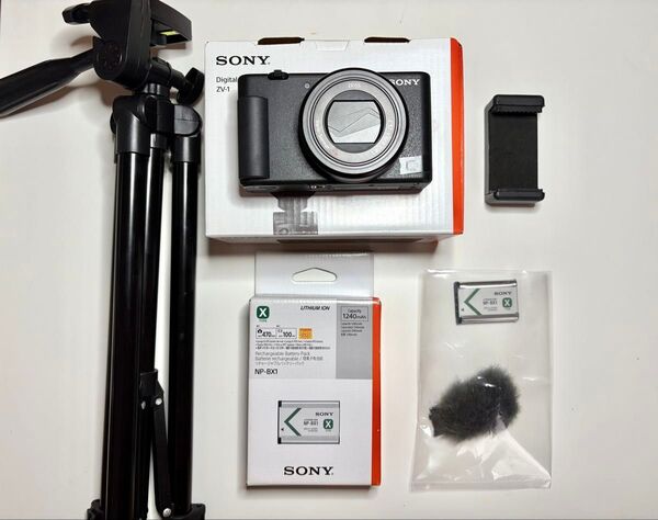 SONY VLOGCAM ZV-1 ブラックセット/バッテリー2個・三脚・風防・箱付き