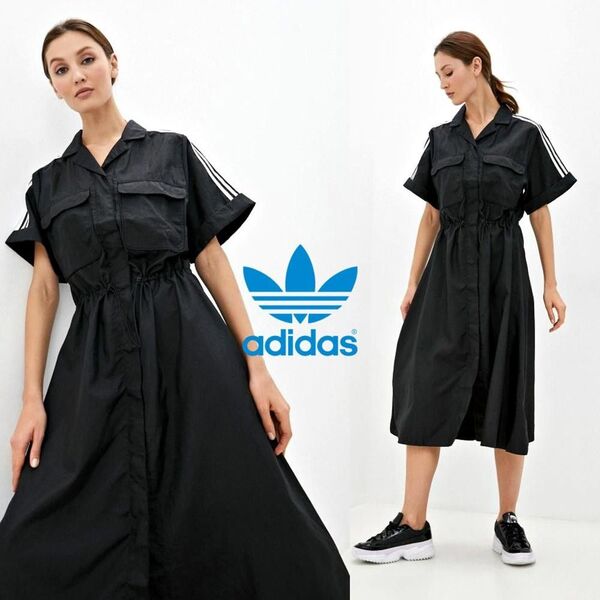 adidas アディダス UTILITY DRESS ユーティリティドレス ナイロン素材 ワンピース ブラック サイズM