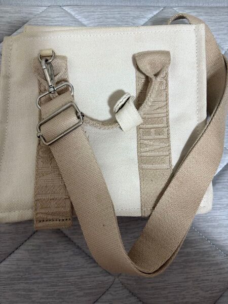 ベージュ ショルダーバッグ サコッシュZARA ロゴストラップ キャンバス ミニ サコッシュ