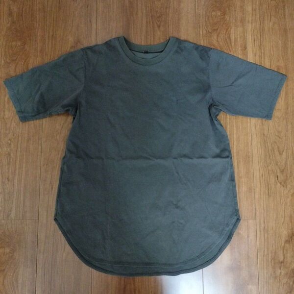 ユニクロ スムースコットンラウンドヘムロングTシャツ Mサイズ グレー