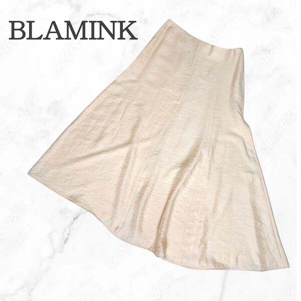 【新品タグ付】BLAMINK ブラミンク 定価8.2万 アシンメトリー ロングスカート 艶感 上質レーヨン