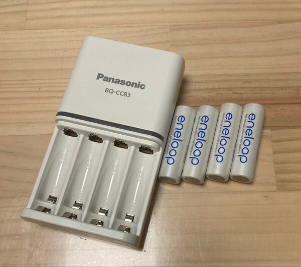 Panasonic エネループ充電器 BQ-CC83 eneloop 単3形充電池 4本