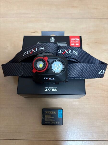 ZEXUS ヘッドライト ZX-195 専用バッテリー ZR-01+ 付き