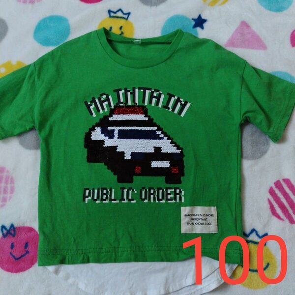 100 Tシャツ トップス パトカー スパンコール 車 男の子