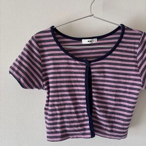 wego ウィゴー ボーダーショートTシャツ