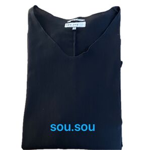 ソウソウ sousou 高島縮 袖なしジバン 濡羽色 XS