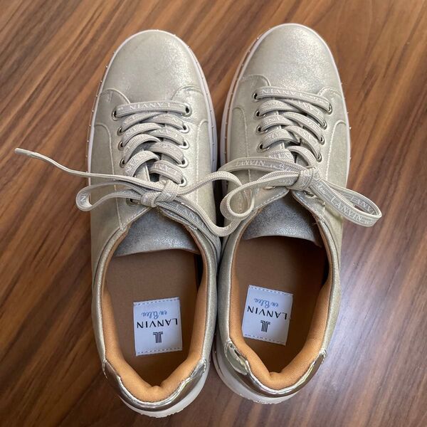 LANVIN en Bleu ラメ入りスニーカー シルバー 24 1/2