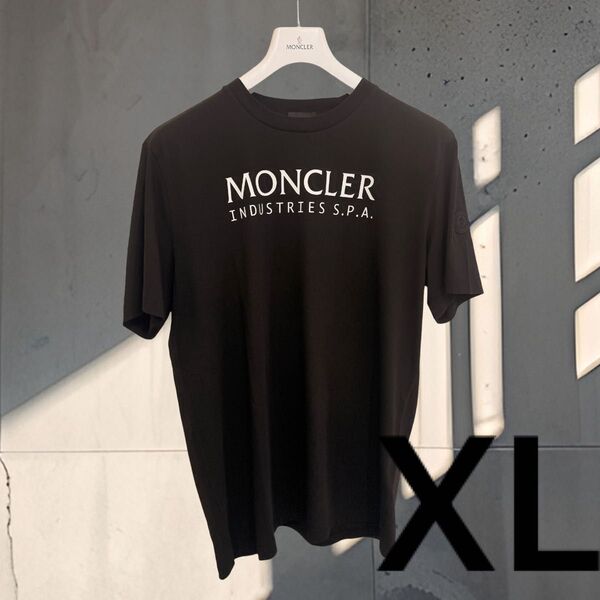 新品●MONCLER● Tシャツ 半袖Tシャツ 半袖 ブラック カットソー 黒 ロゴプリント XL 2L LL