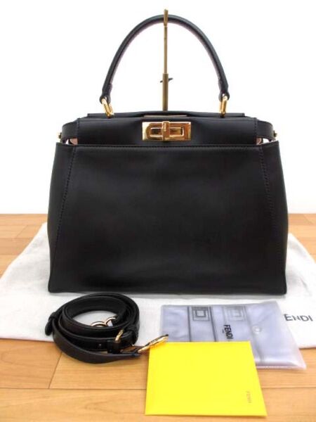 美品 フェンディ 8BN226 ピーカブー レギュラー ナッパレザー ハンドバッグ 2way ショルダーバッグ