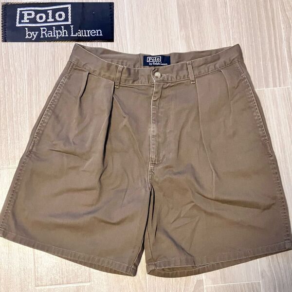 Polo by Ralph Lauren ショートパンツ 2タック ブラウン 90's 古着 グラミチ チノショーツ アウトドア