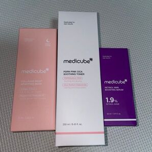 【メディキューブ3点セット】medicube PDRNトナー レチノールセラム ナイトラッピングマスク ピンク 美容液 化粧水
