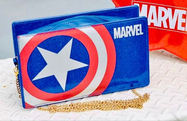 キャプテンアメリカ ショルダーバッグ MARVEL ラメ入り