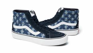 青 26cm Supreme Vans Hole Punch Denim Sk8-Hi Pro バンズ