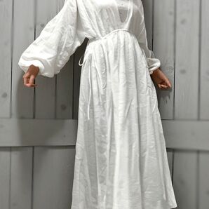レイヤード ワンピース トップス シアー 重ね着 上着 ロングスカート 白
