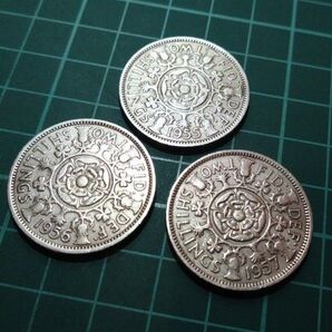 【イギリス旧貨幣】エリザベス2世 2シリング3枚セット