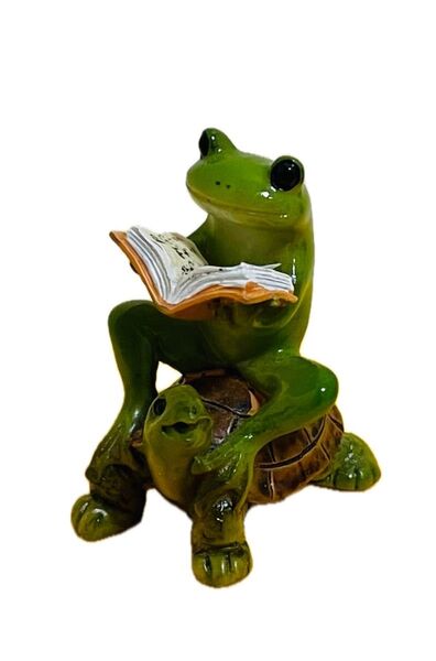 【7月31日までの出品】『亀とカエルの読書』インテリア 置物