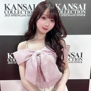 LIPSERVICE リップサービス ツイードリボンオフショルトップス ピンク