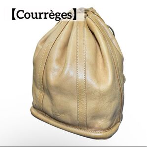 【Courrges】 クレージュ リュック レザー ドローストリングバッグ