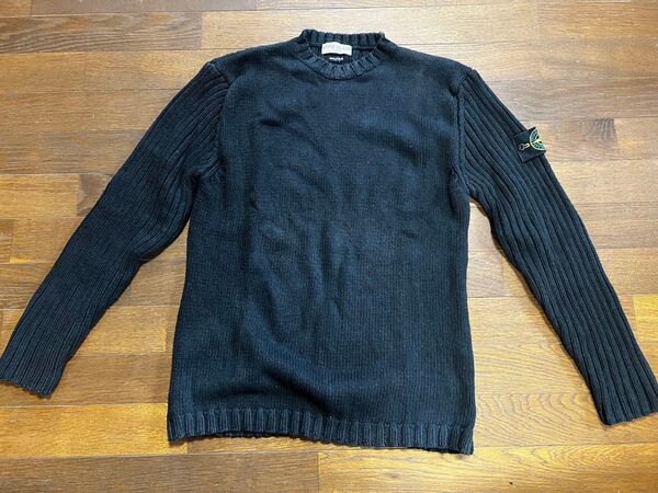 “USED” STONE ISLAND コットン100%ニットセーター ネイビー サイズM