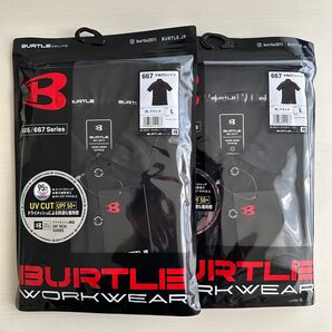 平日即日発送 バートル 667半袖ポロシャツ 黒 L 2枚セット BURTLE