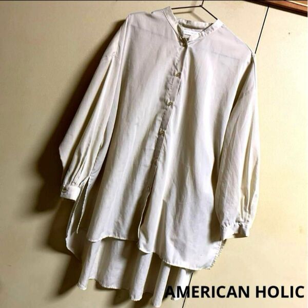 AMERICAN HOLIC ティアード シアー チュニック カットソー シャツ ブラウス ベージュ 長袖シャツ