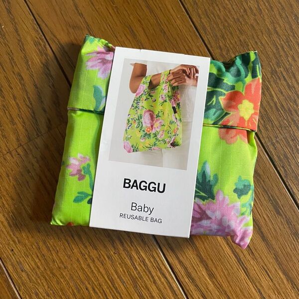 BAGGU BABY エコバッグ ライム ローズ 薔薇 バラ ばら グリーン ピンク 花 フラワー バグー ベビー エコバック