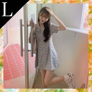 チェック ラップ ワンピース レディース