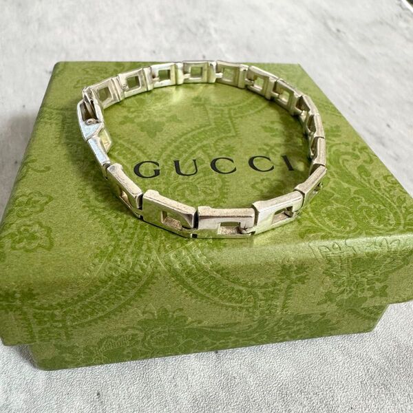 美品 GUCCI グッチ ブレスレット シルバー925 GG チェーンブレスレット ヴィンテージ アクセサリー SV925