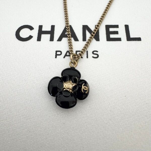 CHANEL シャネル ネックレス ゴールド カメリア 黒 ココマーク ロゴ ココマーク ヴィンテージ ペンダント