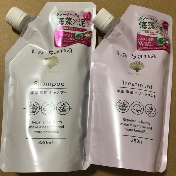 【92】ラサーナ 海藻 海泥シャンプー&トリートメント 詰替 セット 380ml/380g