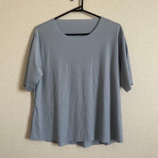 部屋着 トップス Tシャツ カットソー 半袖 レディース ブルー シンプル