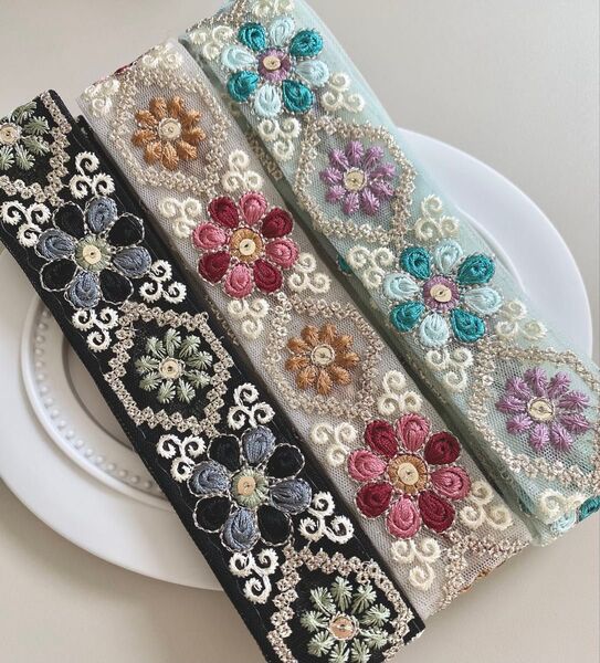インド刺繍リボン1m×3本セット