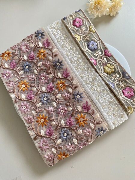 【期間限定】インド刺繍リボン1m×3本セット