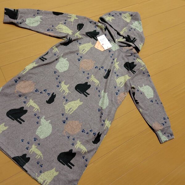半袖 猫柄 長袖 チュニック キッズ ワンピース タグ付き